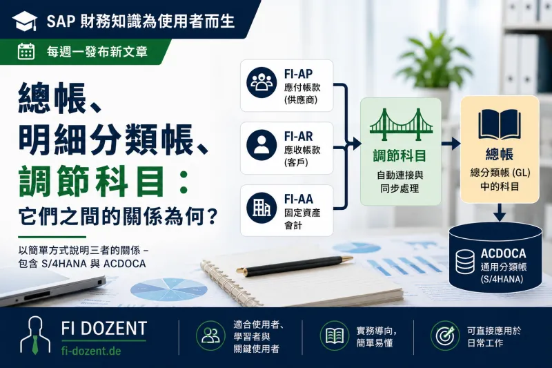 總帳、明細分類帳、調節科目：三者之間的關聯為何？