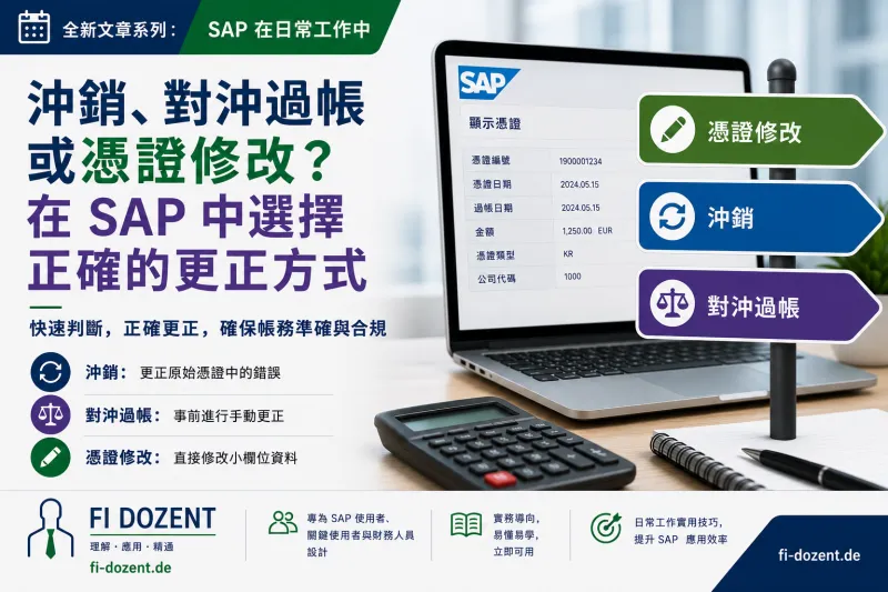 沖銷、對沖過帳或憑證修改？在 SAP 中選擇正確的更正方式